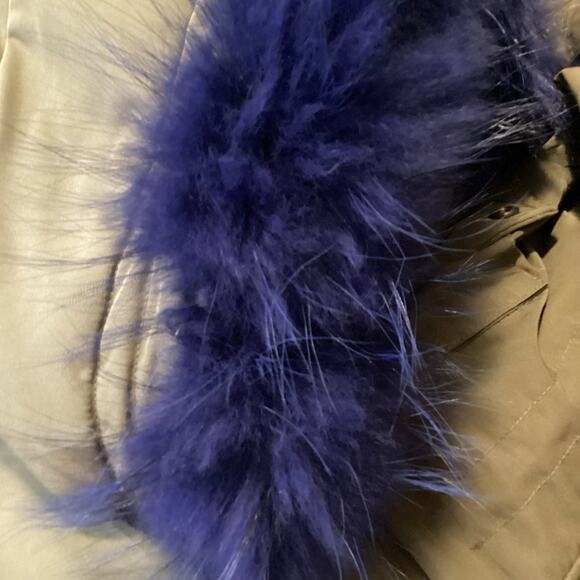 Moussy NoBorder Olive Green Blue Fur Trim Graphic Surprise Heavy Parka 1 S - Picture 12 of 12